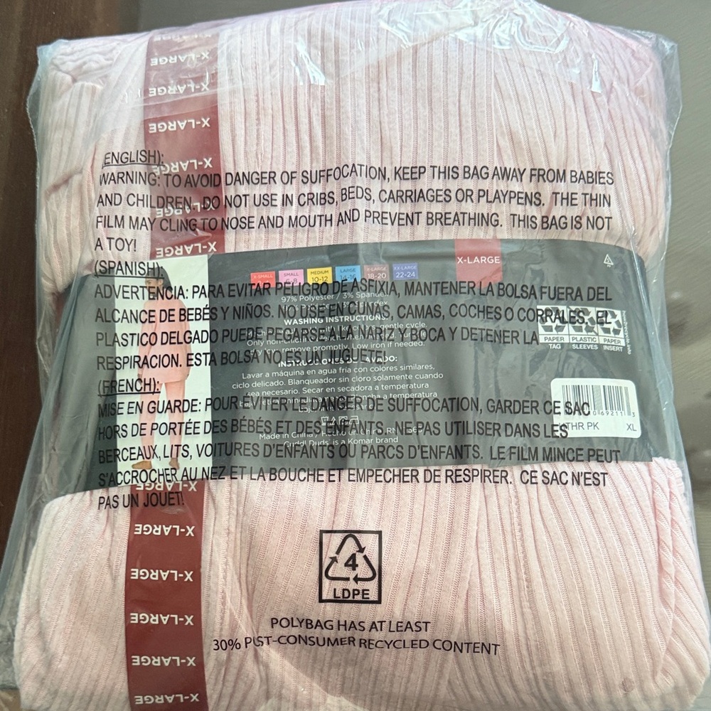 Cuddl Duds Soft Pink Ribbed Lounge Set - Picture 3 of 4